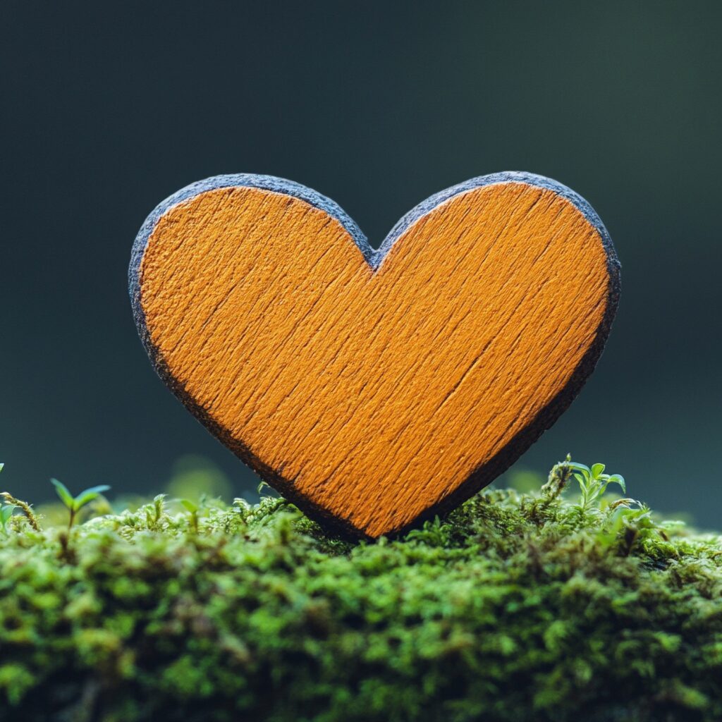 Yellow heart on grass, symbolising energy healing, love, and spiritual protection through Rahanni Celestial Healing.